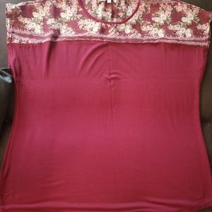 BURGUNDY BLOUSE STRETCHY SZ 2X/3X